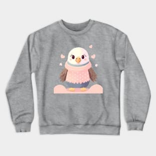 Kawaii Eagle Wearing a Pink Sweater and Scarf Crewneck Sweatshirt